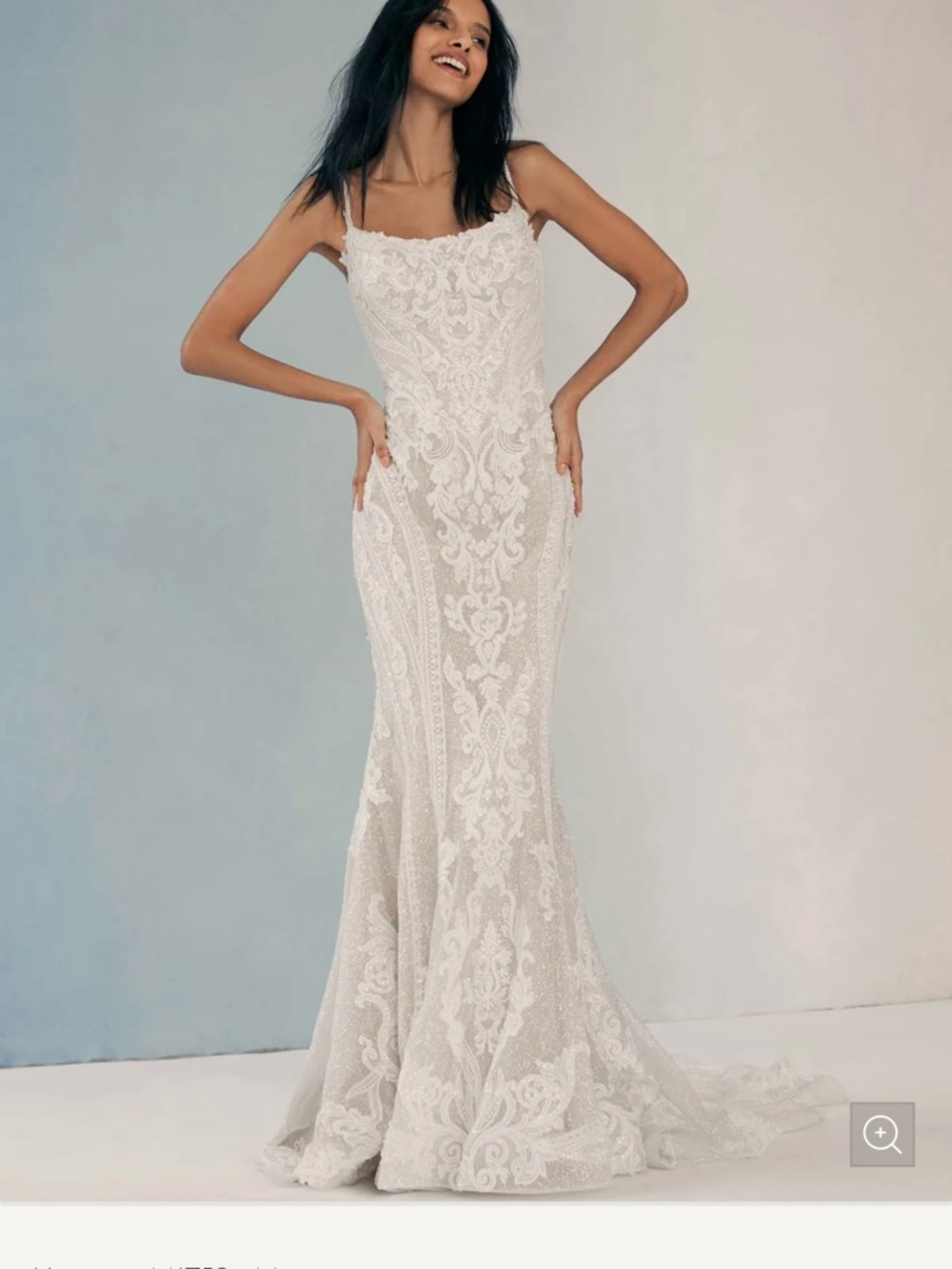 Madison James White Lace Fit-and-Flare Wedding Dress NWT